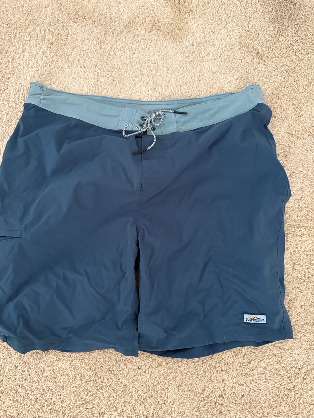 Orvis Men's Two-Tone Navy and Light Blue Swim Board Shorts